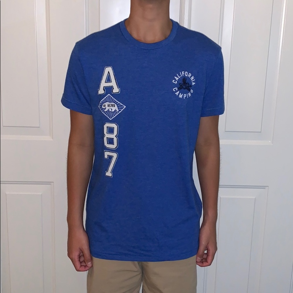 Aeropostale Blue Embroidered Tee